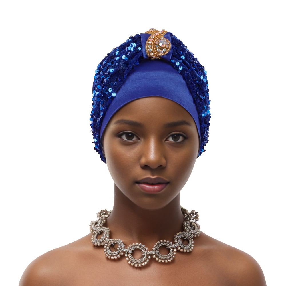 Diamond Velvet Sequin Small Checkered Baotou Hat African Turban Hat Muslim Hat