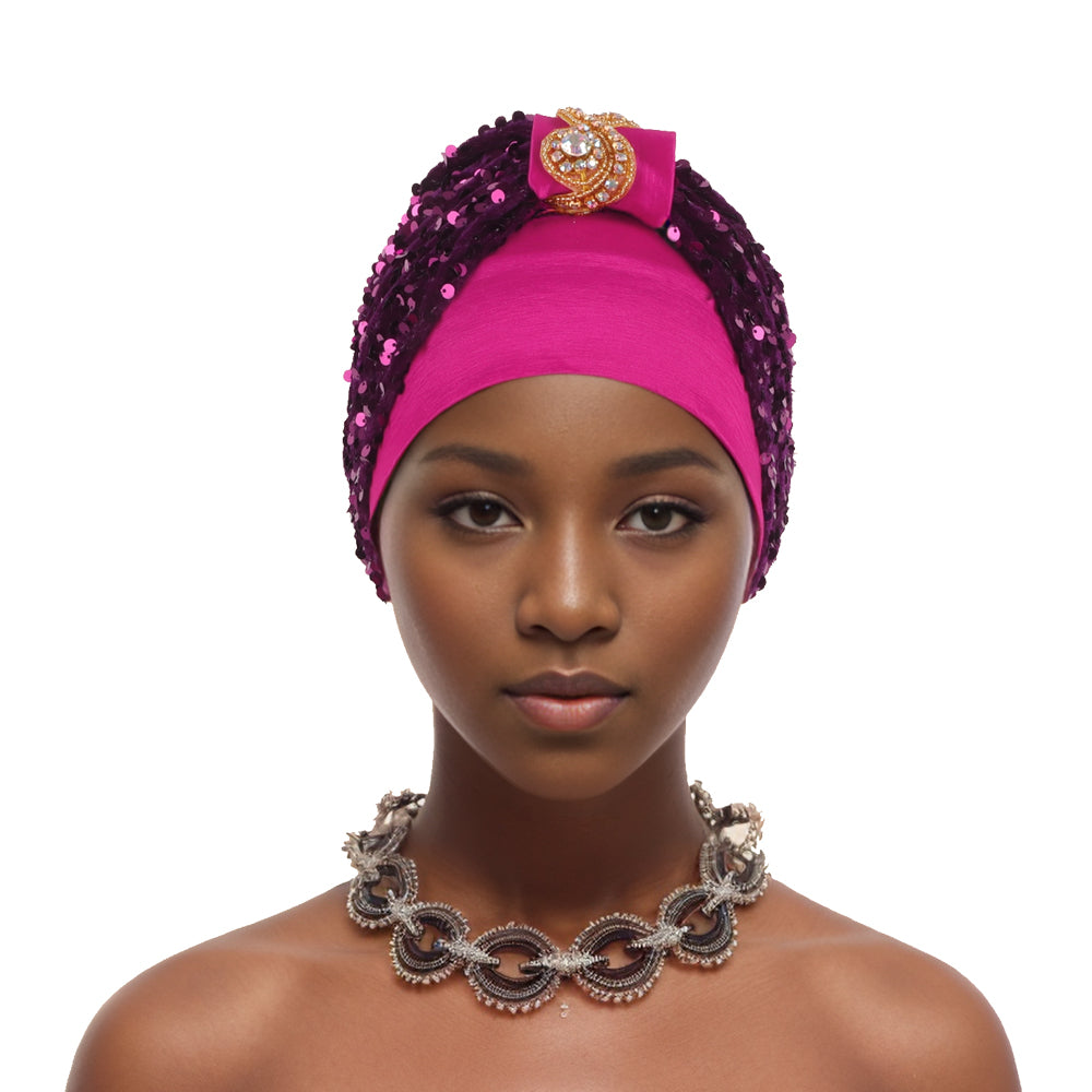 Diamond Velvet Sequin Small Checkered Baotou Hat African Turban Hat Muslim Hat