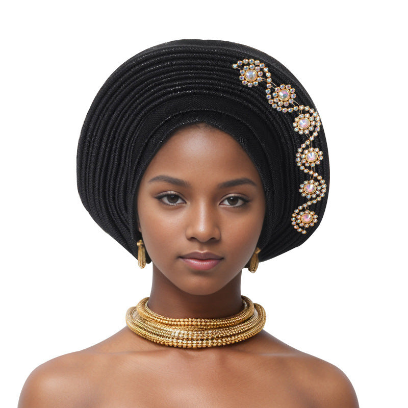 style diamond heavy duty bright silk layered straps Nigerian wedding party auto gel cap