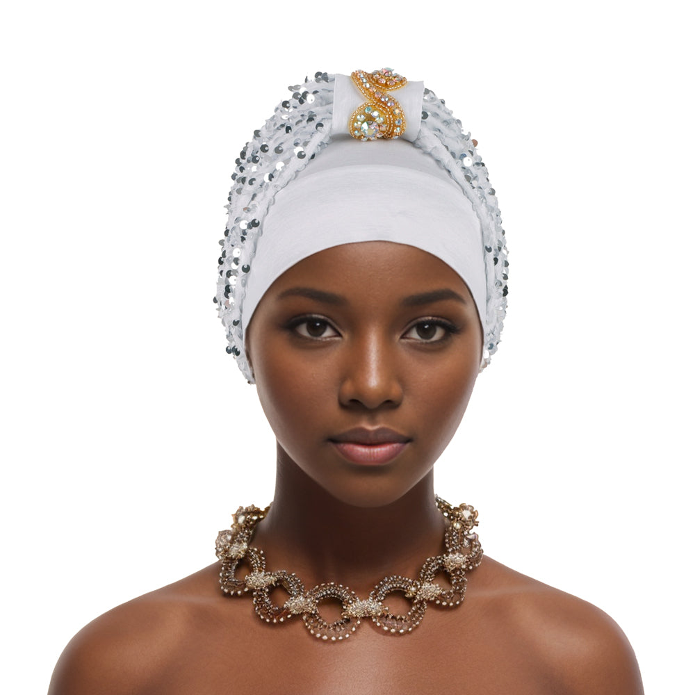 Diamond Velvet Sequin Small Checkered Baotou Hat African Turban Hat Muslim Hat