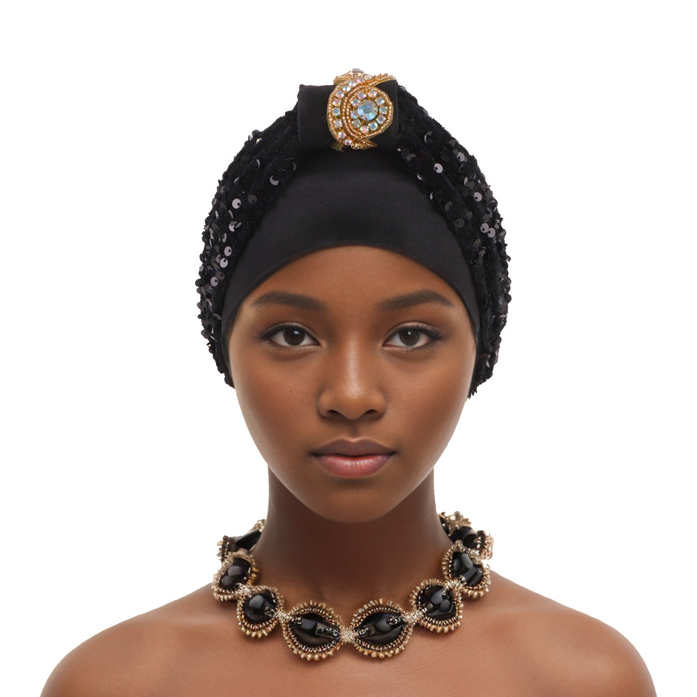 Diamond Velvet Sequin Small Checkered Baotou Hat African Turban Hat Muslim Hat