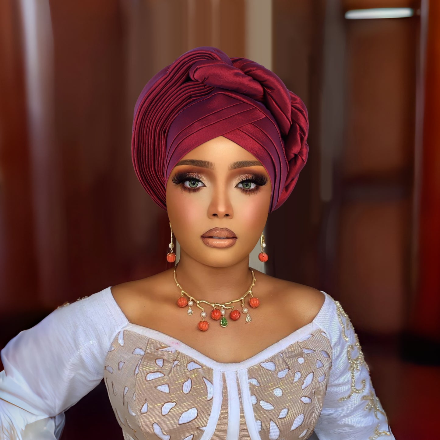 Fashion African Turban Layered Braided Hat Nigerian Wedding Fashion Turban Hat For Girls And Ladies