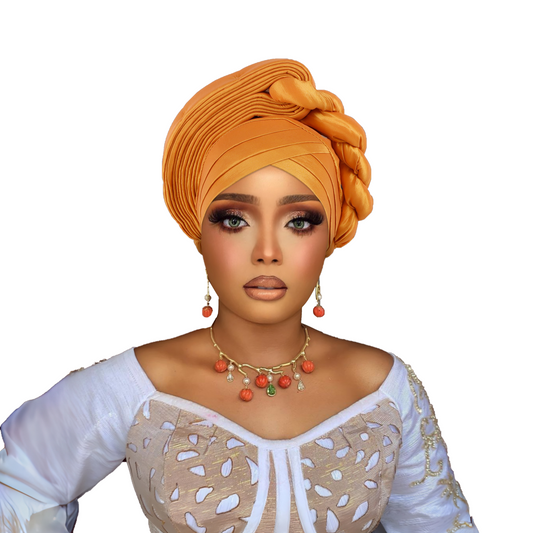 Fashion African Turban Layered Braided Hat Nigerian Wedding Fashion Turban Hat For Girls And Ladies