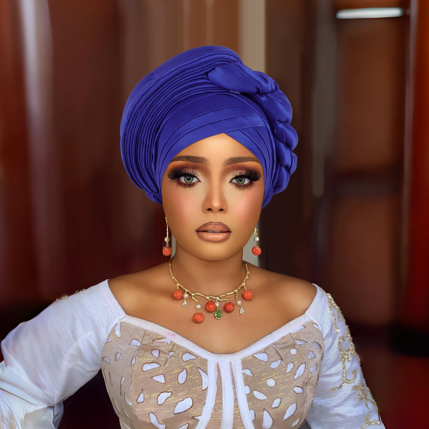 Fashion African Turban Layered Braided Hat Nigerian Wedding Fashion Turban Hat For Girls And Ladies