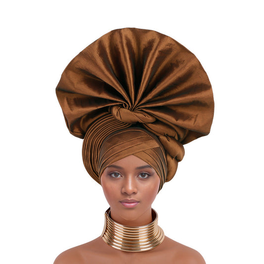 New Lucky Flower  Adjustable Fashion Exquisite Handmade African Turban Hat Wedding Party Auto Gele