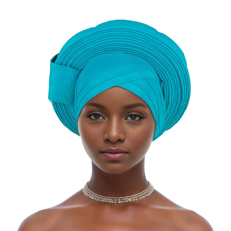 Nigerian wedding elegant adjustable multi-layered african turban headband auto gele