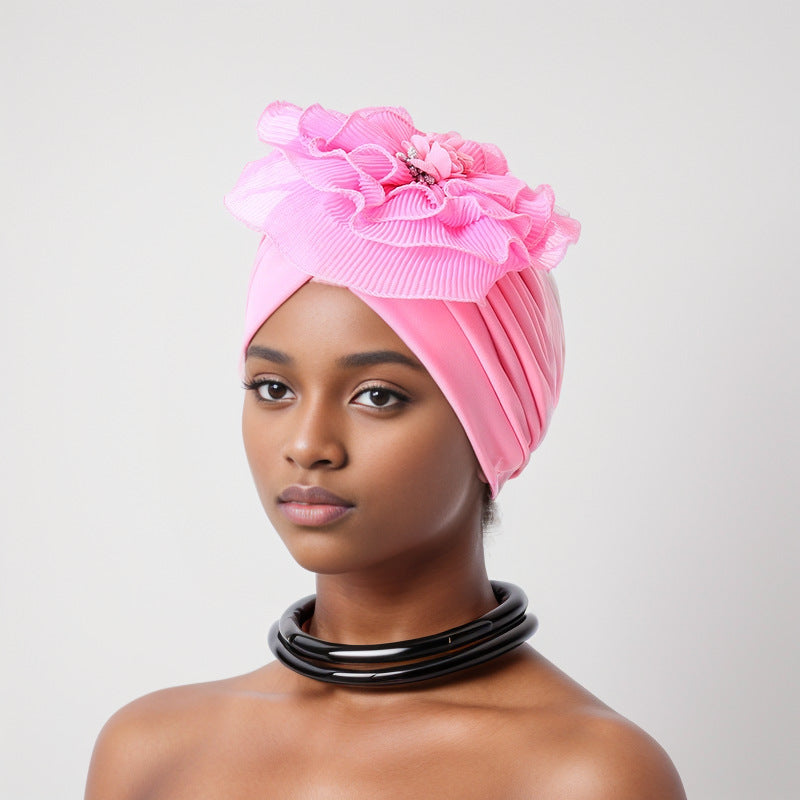 Side Lotus Petals Big Flower Baotou Hat Muslim Hat African Wedding Party Headscarf