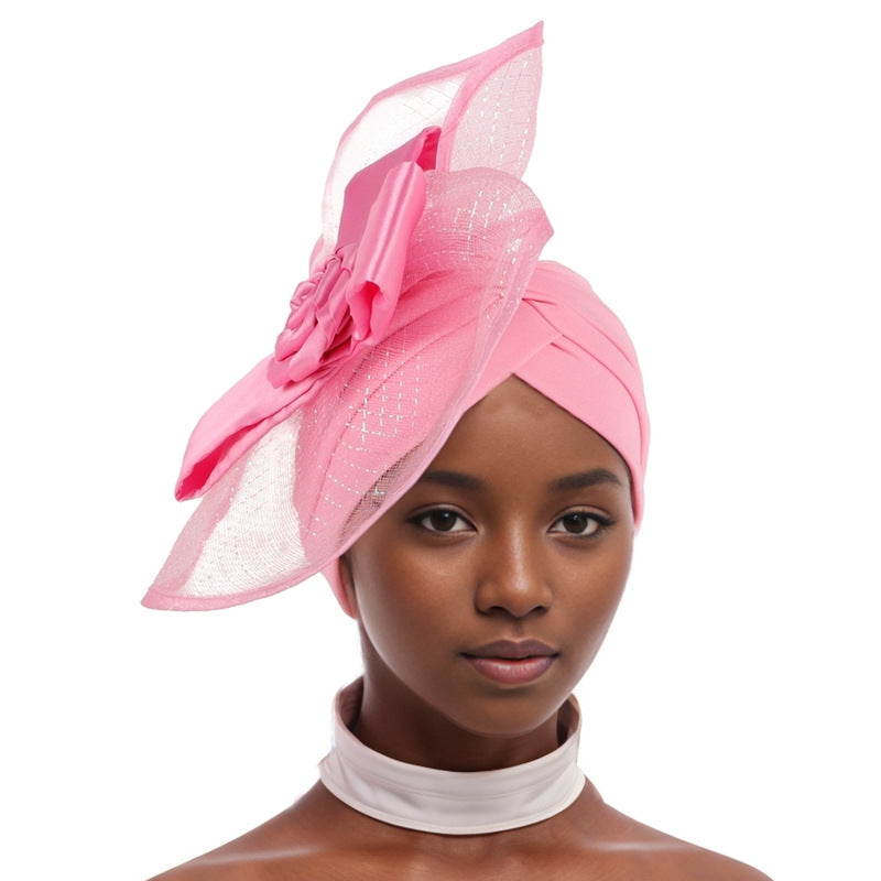 African Headscarf Elegant Exaggerated Large Flower Turban Muslim Hat Turban Hat