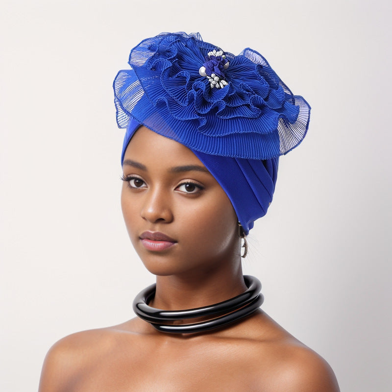 Side Lotus Petals Big Flower Baotou Hat Muslim Hat African Wedding Party Headscarf