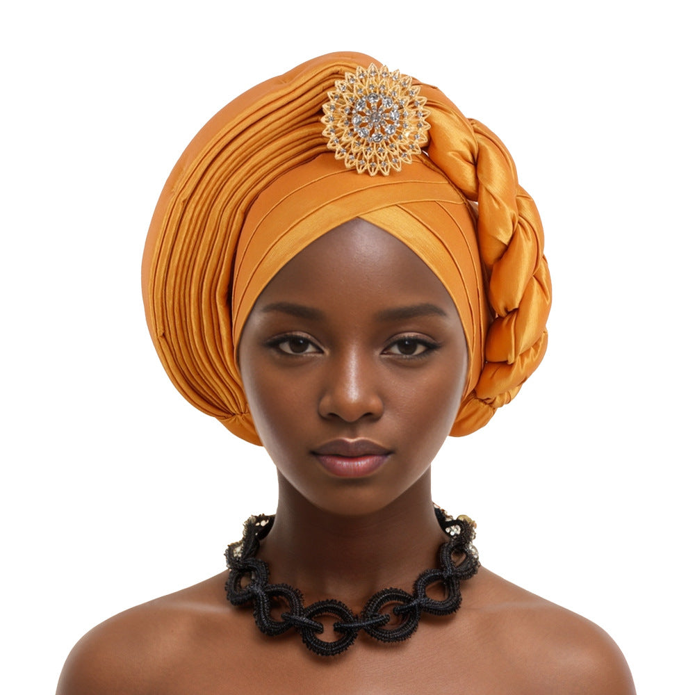 Heavy Industry Brooch Half-Layered Half-Twisted Baotou Hat African Hat Nigerian Wedding Festival Party Muslim Hat