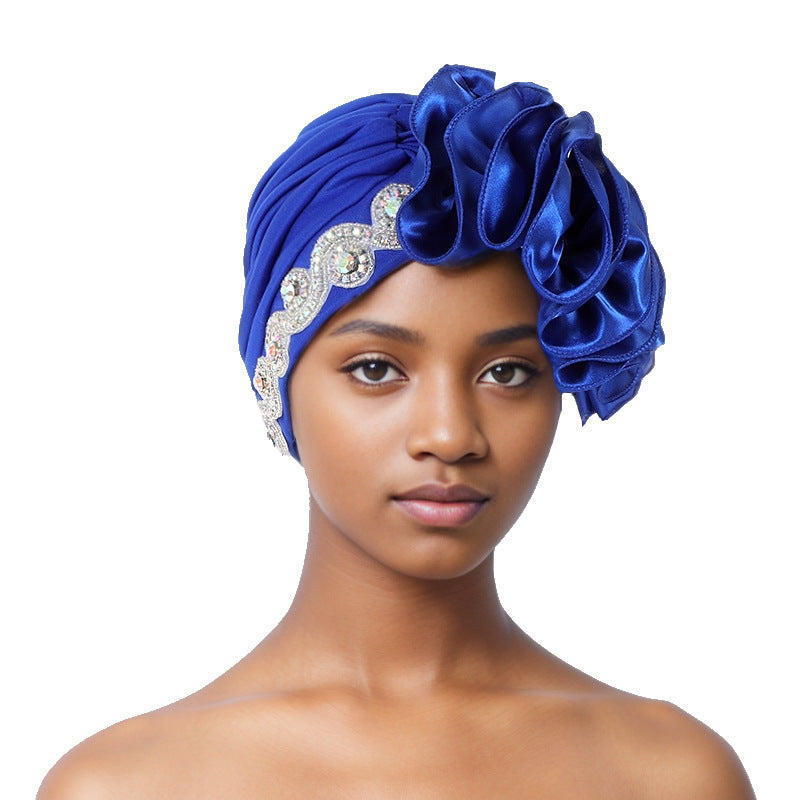 African Headscarf With Heavy Side Accessories, Turban, Muslim Hat