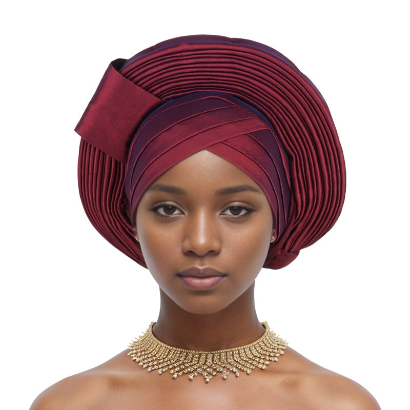 Nigerian wedding elegant adjustable multi-layered african turban headband auto gele