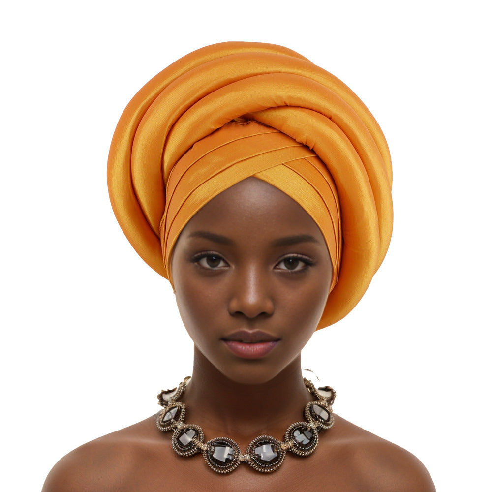 African Turban New Style Nigeria Heavy Industry Wrapped Sponge Head Cap Auto Gele Turban Wra