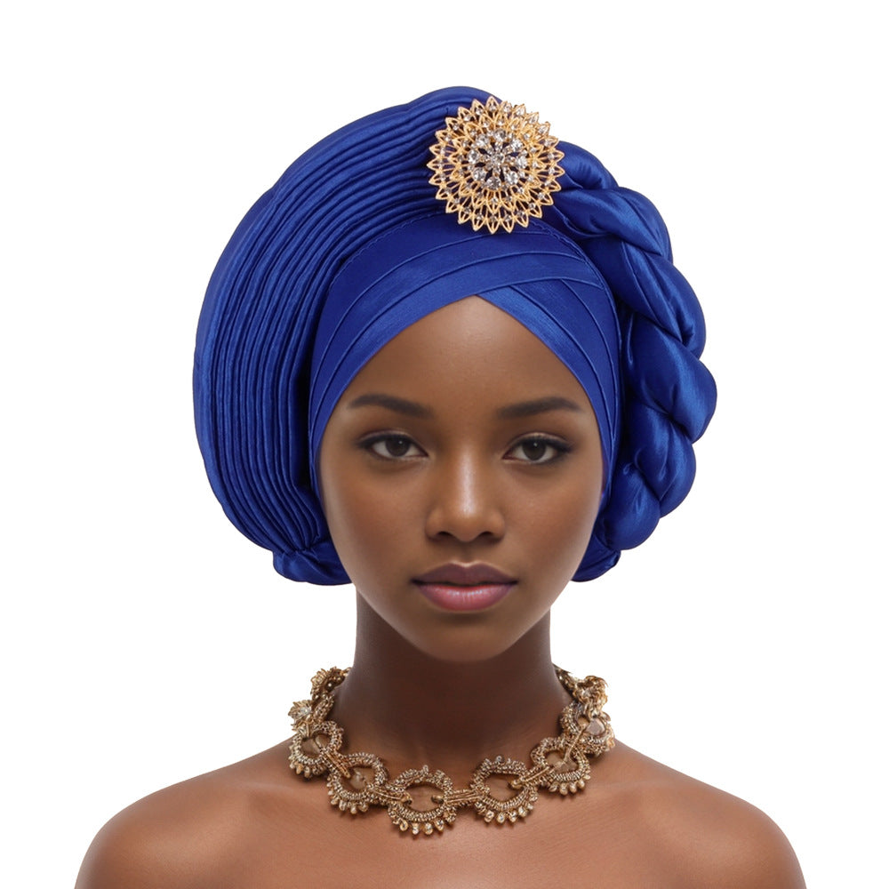 Heavy Industry Brooch Half-Layered Half-Twisted Baotou Hat African Hat Nigerian Wedding Festival Party Muslim Hat