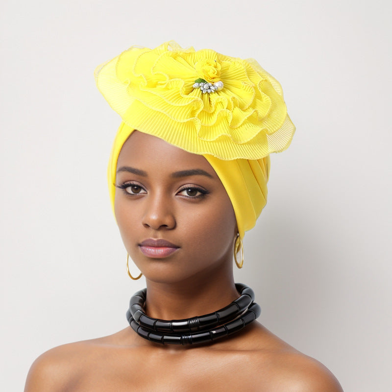 Side Lotus Petals Big Flower Baotou Hat Muslim Hat African Wedding Party Headscarf