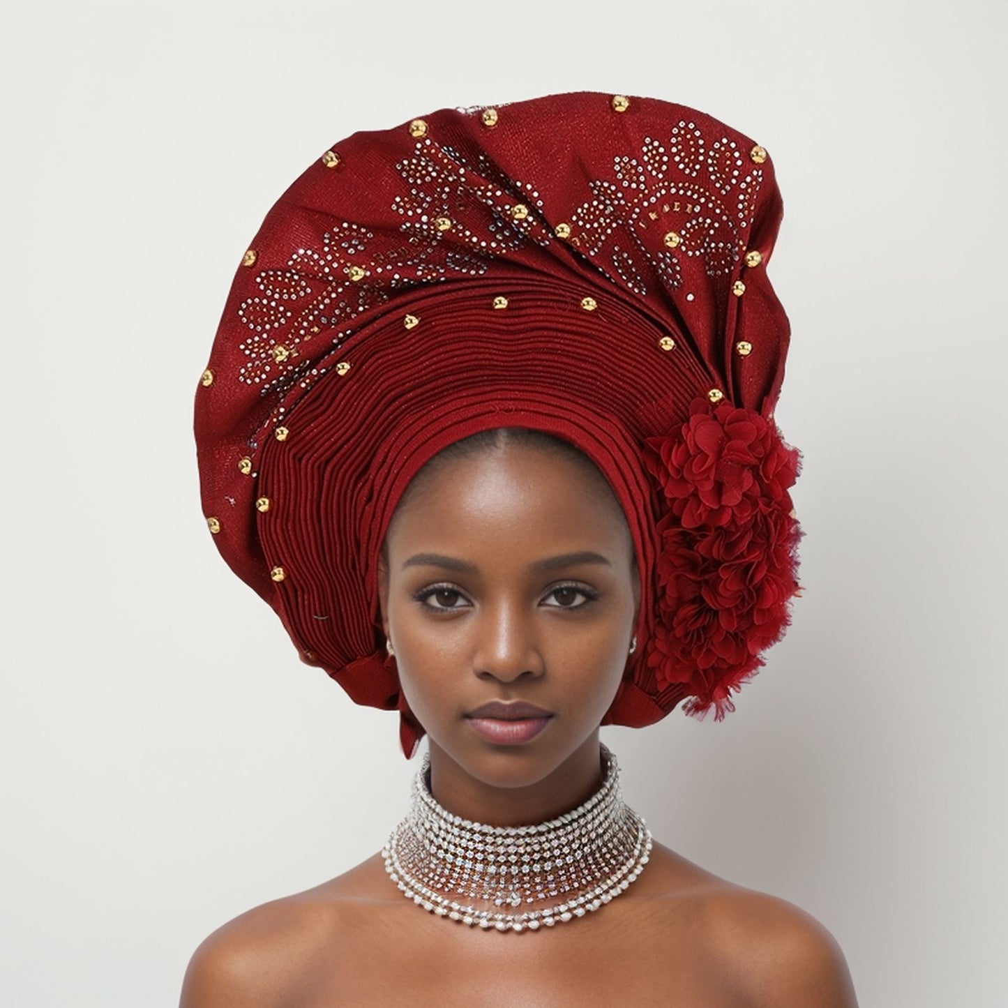 Adjustable Fashion Exquisite Handmade African Turban Hat Wedding Party Auto Gele