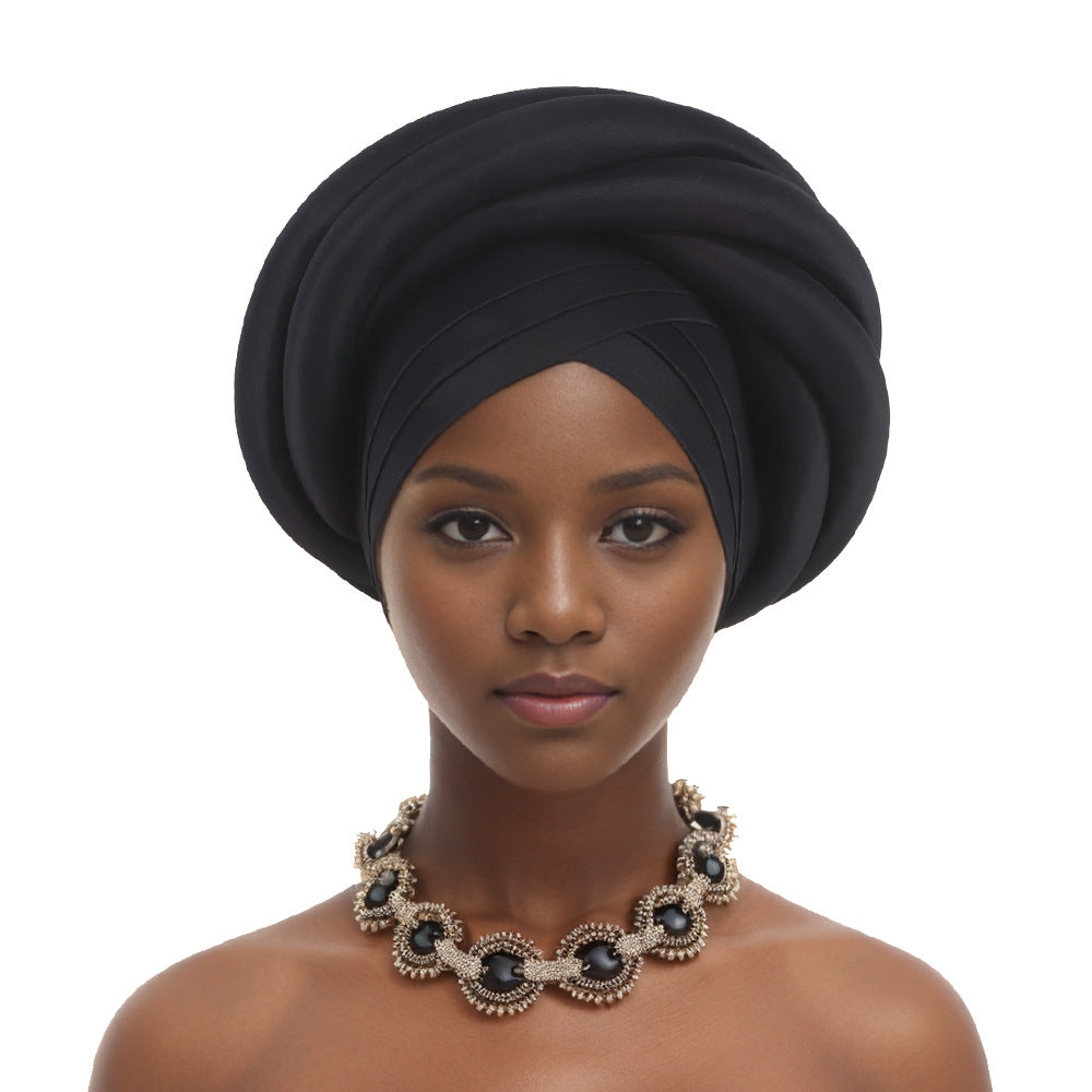 African Turban New Style Nigeria Heavy Industry Wrapped Sponge Head Cap Auto Gele Turban Wra