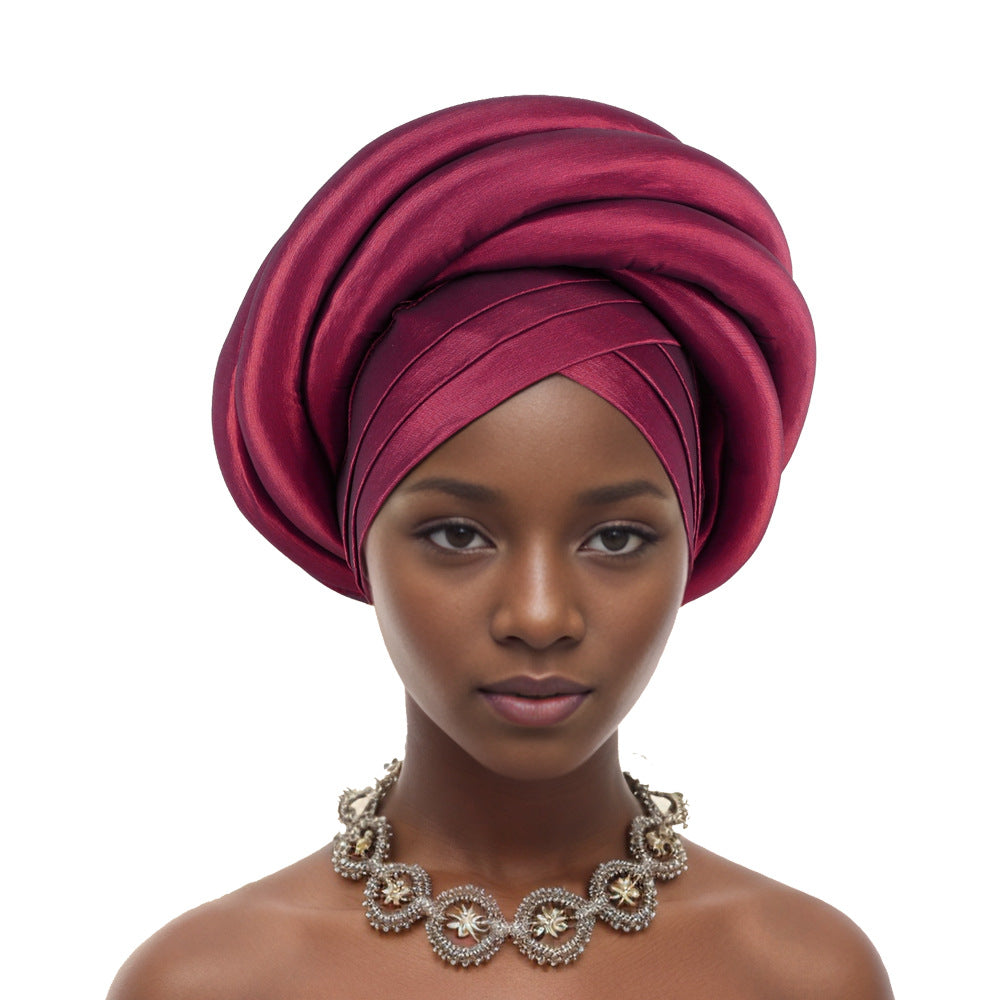 African Turban New Style Nigeria Heavy Industry Wrapped Sponge Head Cap Auto Gele Turban Wra