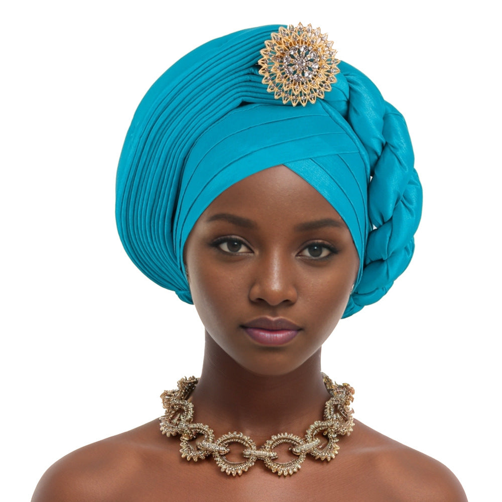 Heavy Industry Brooch Half-Layered Half-Twisted Baotou Hat African Hat Nigerian Wedding Festival Party Muslim Hat