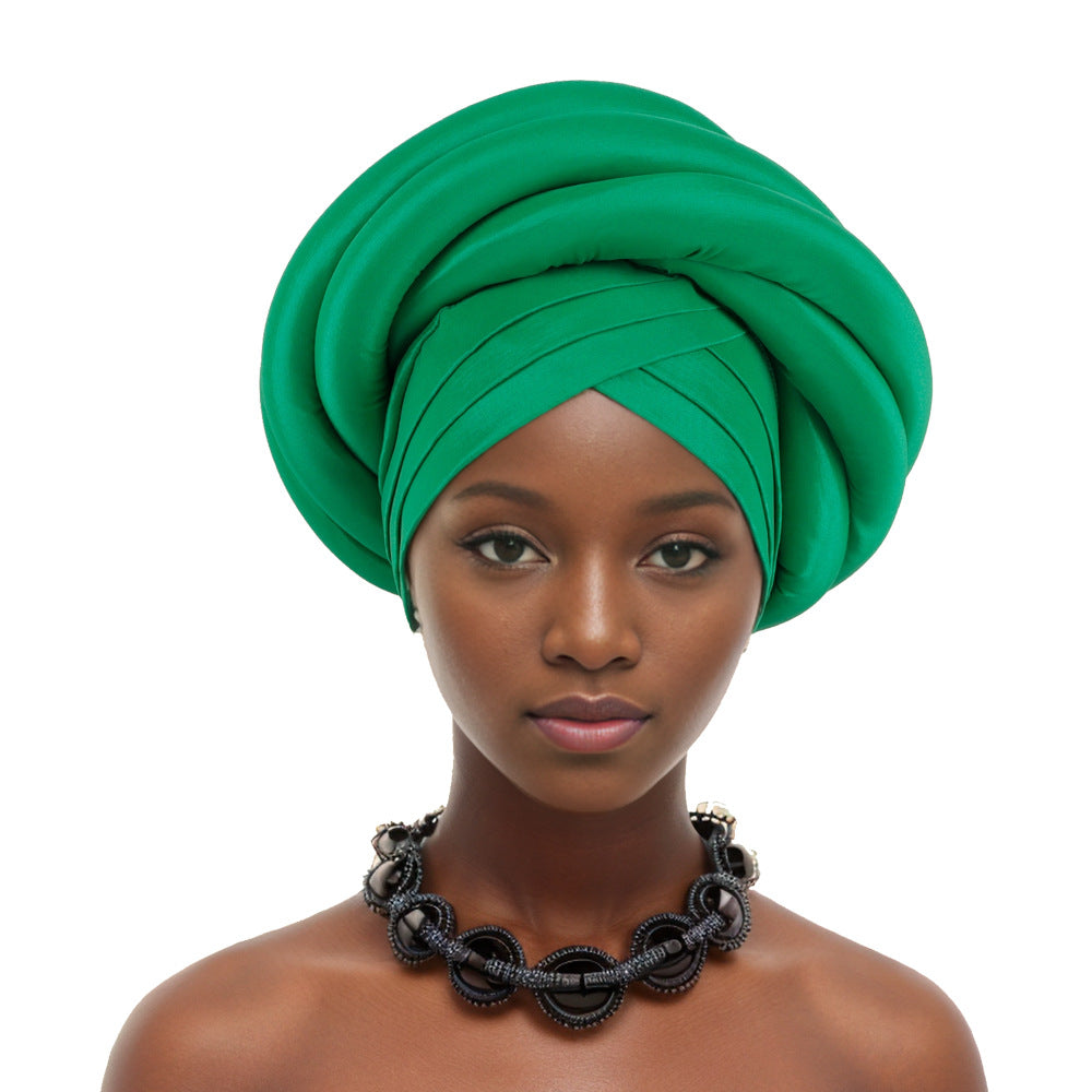 African Turban New Style Nigeria Heavy Industry Wrapped Sponge Head Cap Auto Gele Turban Wra