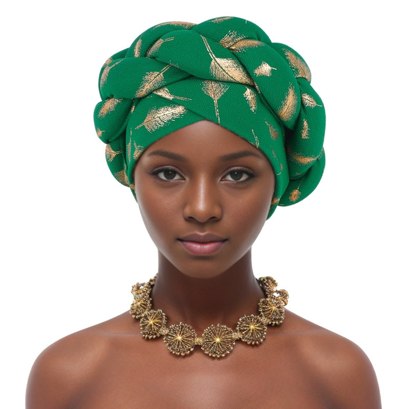 Beanie Headband Hot Stamping Braid Pre-Tied Turban Twist Stretch African Headband For Women And Girls