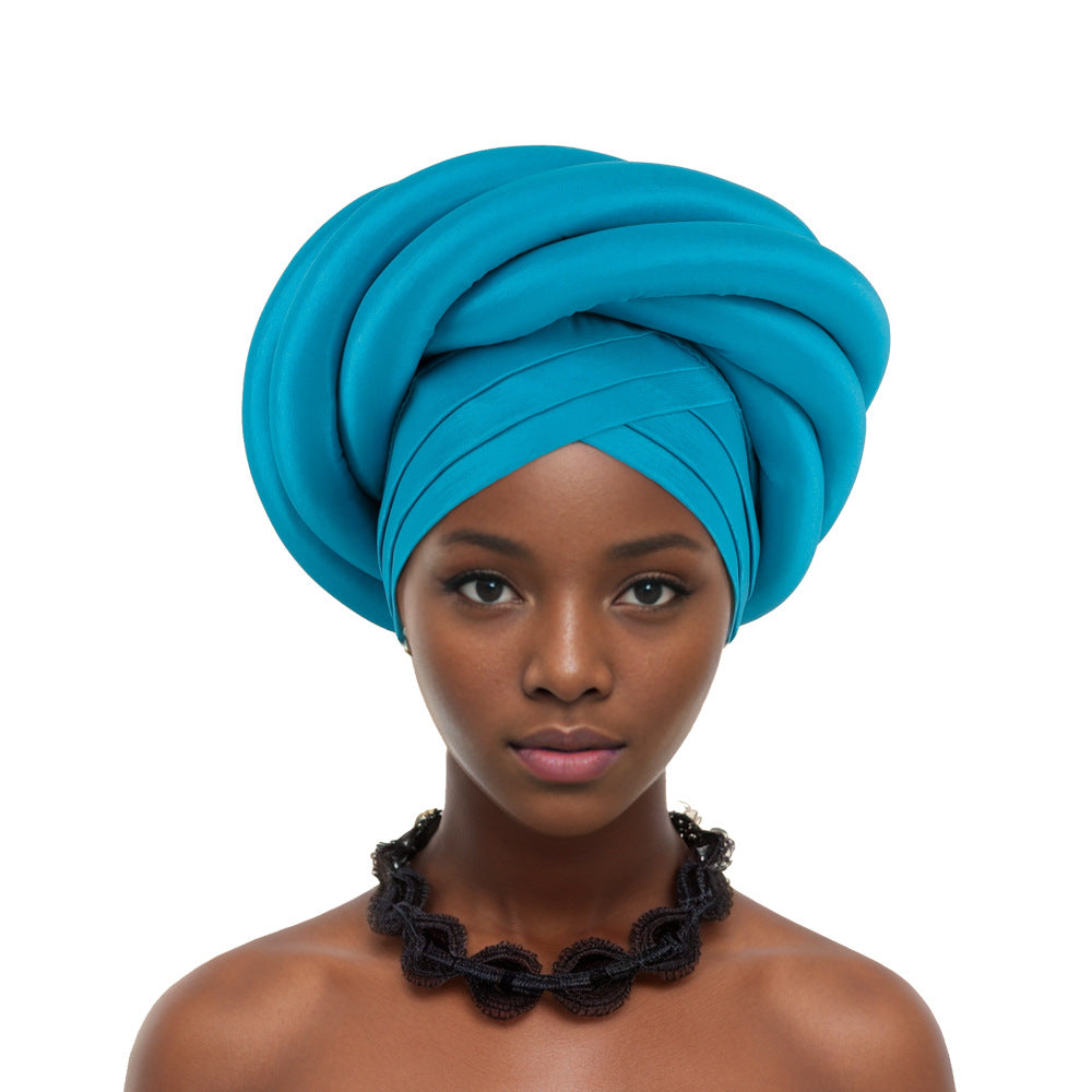 African Turban New Style Nigeria Heavy Industry Wrapped Sponge Head Cap Auto Gele Turban Wra