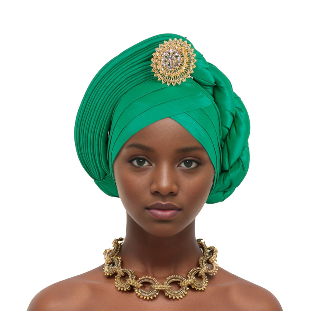 Heavy Industry Brooch Half-Layered Half-Twisted Baotou Hat African Hat Nigerian Wedding Festival Party Muslim Hat