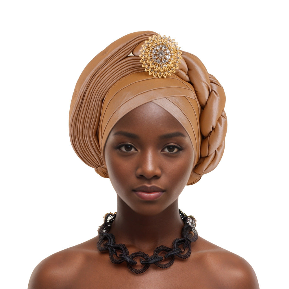 Heavy Industry Brooch Half-Layered Half-Twisted Baotou Hat African Hat Nigerian Wedding Festival Party Muslim Hat