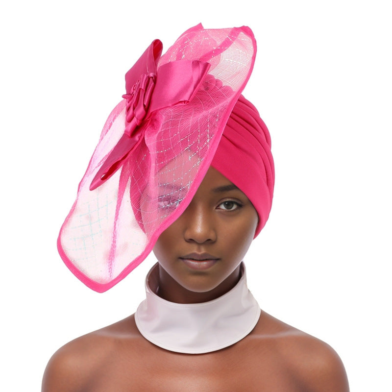 African Headscarf Elegant Exaggerated Large Flower Turban Muslim Hat Turban Hat