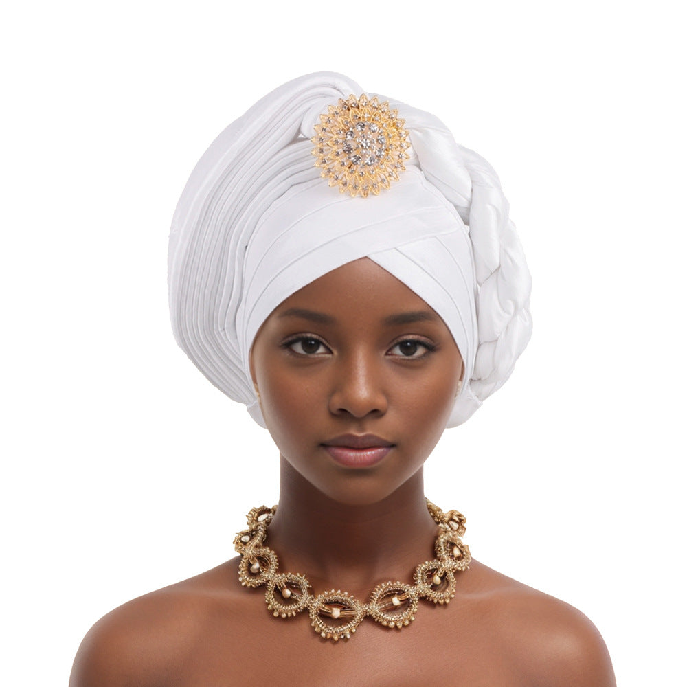 Heavy Industry Brooch Half-Layered Half-Twisted Baotou Hat African Hat Nigerian Wedding Festival Party Muslim Hat