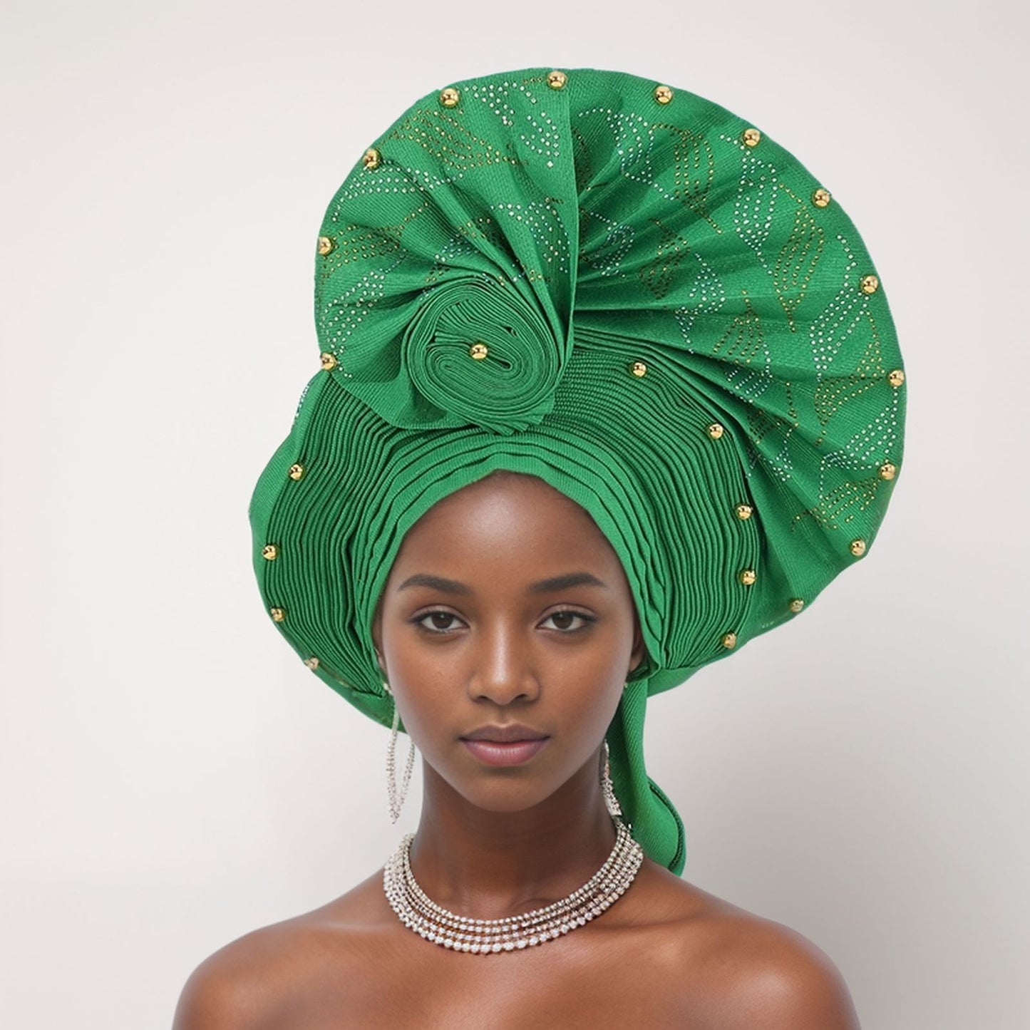 New Style Complex Craft Hot Drilling Nigerian Wedding African Headscarf Muslim Headdress Auto Gele