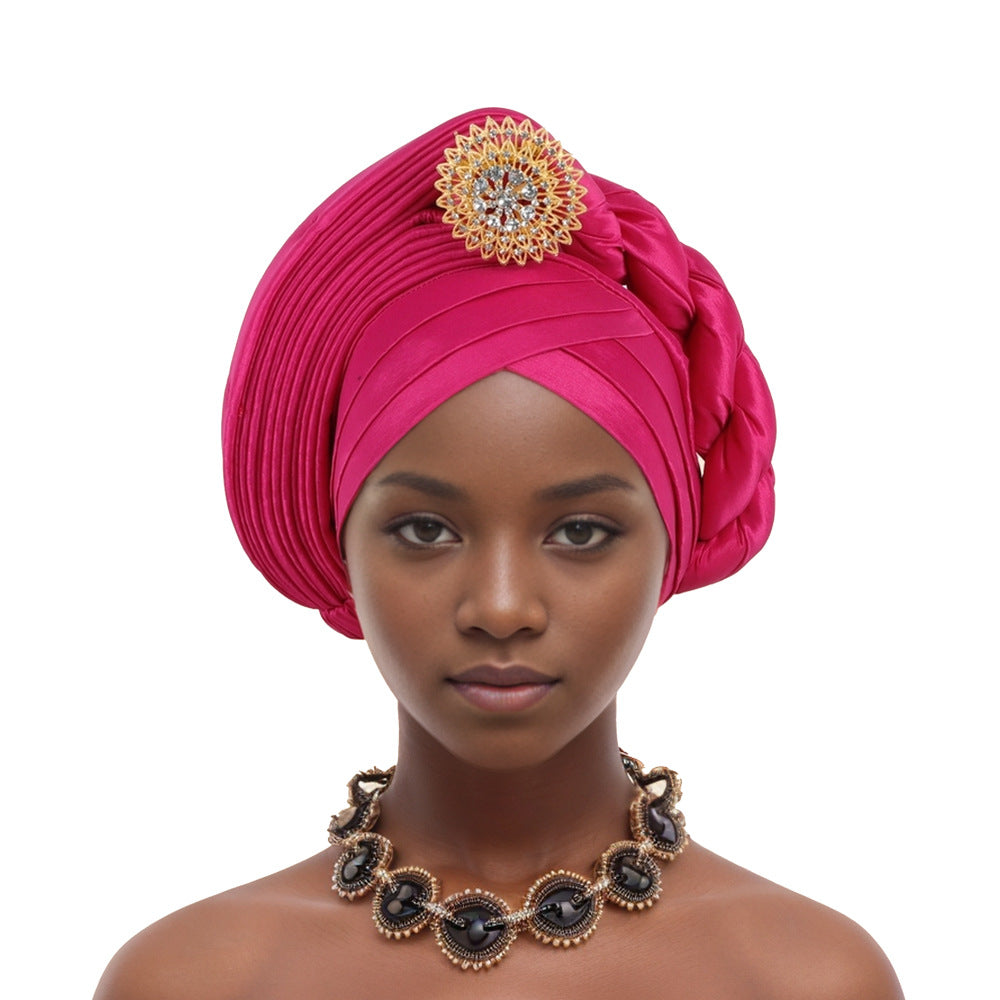 Heavy Industry Brooch Half-Layered Half-Twisted Baotou Hat African Hat Nigerian Wedding Festival Party Muslim Hat