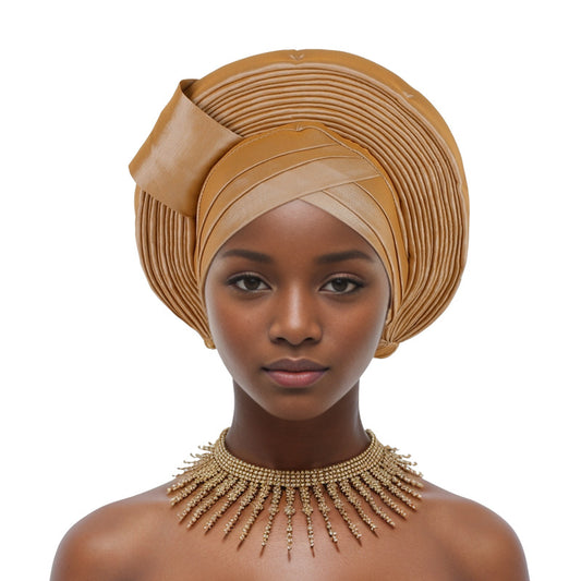 Nigerian wedding elegant adjustable multi-layered african turban headband auto gele