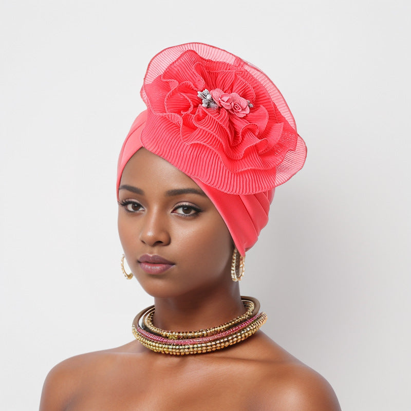 Side Lotus Petals Big Flower Baotou Hat Muslim Hat African Wedding Party Headscarf