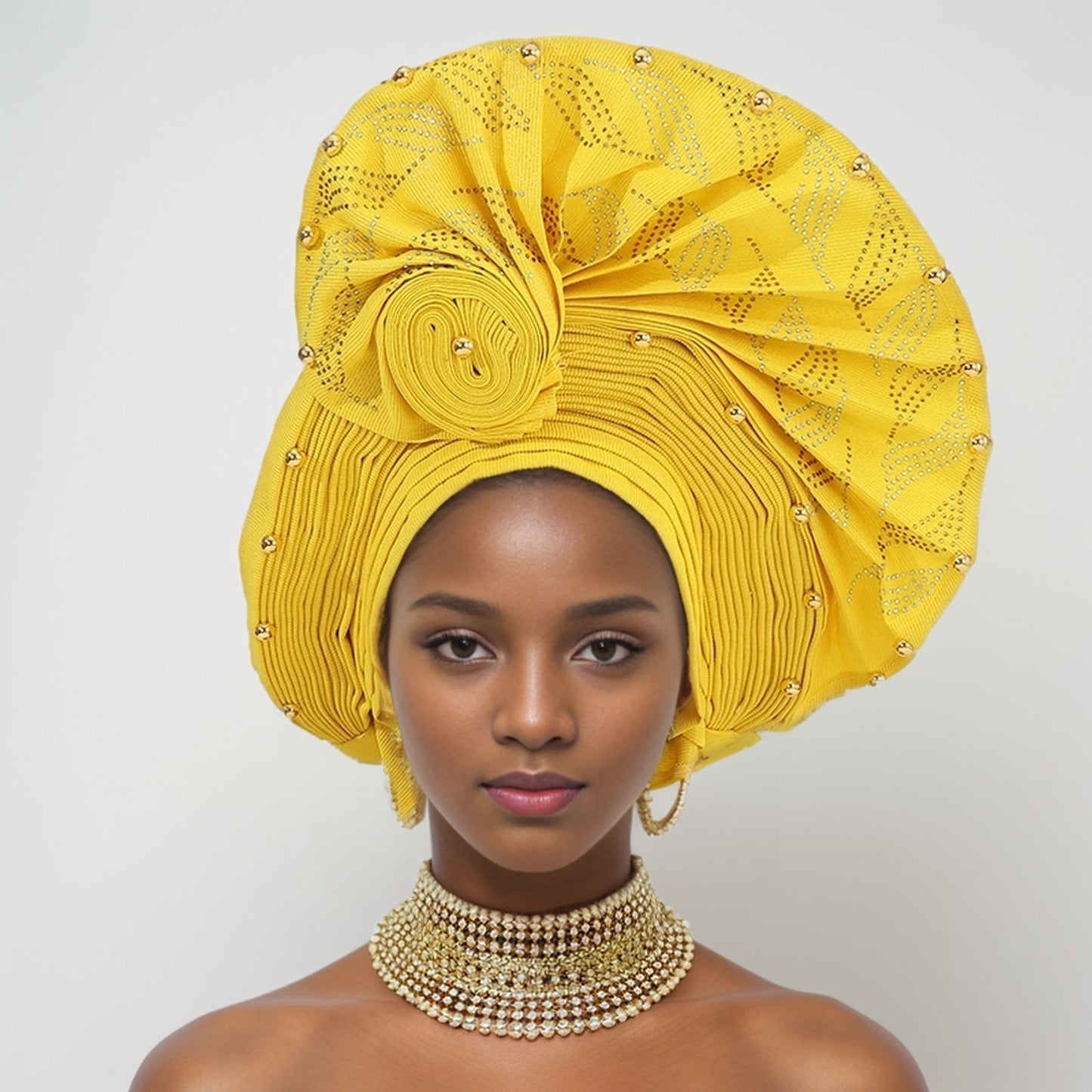 New Style Complex Craft Hot Drilling Nigerian Wedding African Headscarf Muslim Headdress Auto Gele