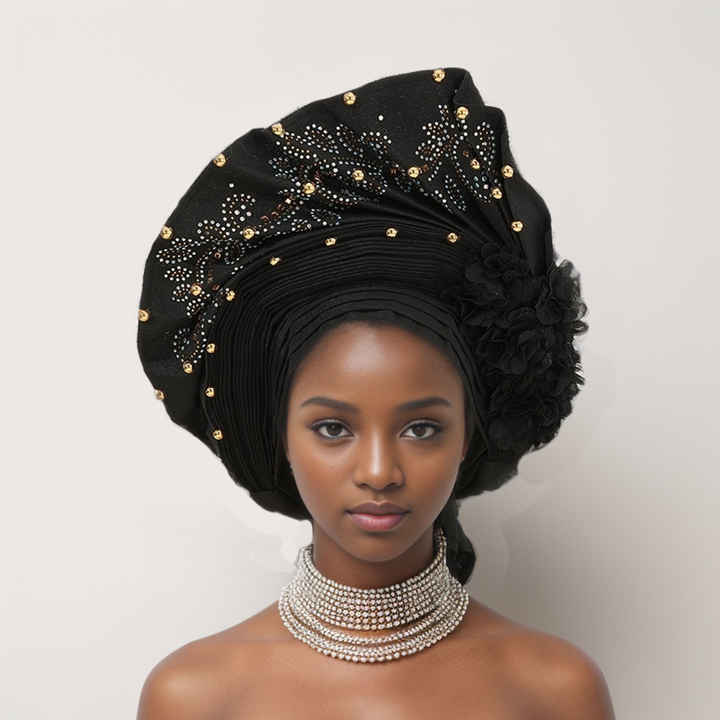 Adjustable Fashion Exquisite Handmade African Turban Hat Wedding Party Auto Gele