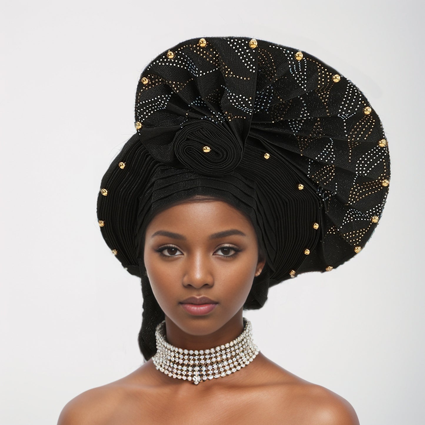 New Style Complex Craft Hot Drilling Nigerian Wedding African Headscarf Muslim Headdress Auto Gele