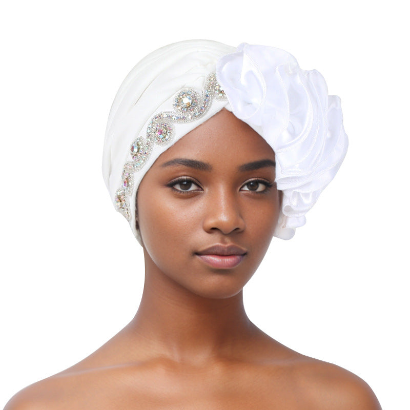 African Headscarf With Heavy Side Accessories, Turban, Muslim Hat