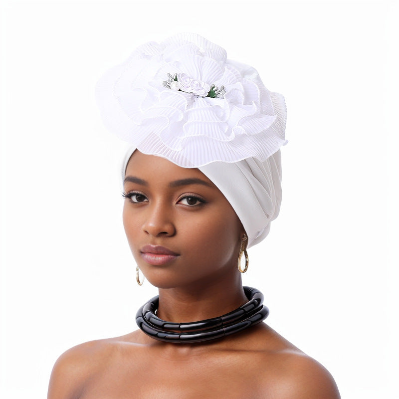 Side Lotus Petals Big Flower Baotou Hat Muslim Hat African Wedding Party Headscarf