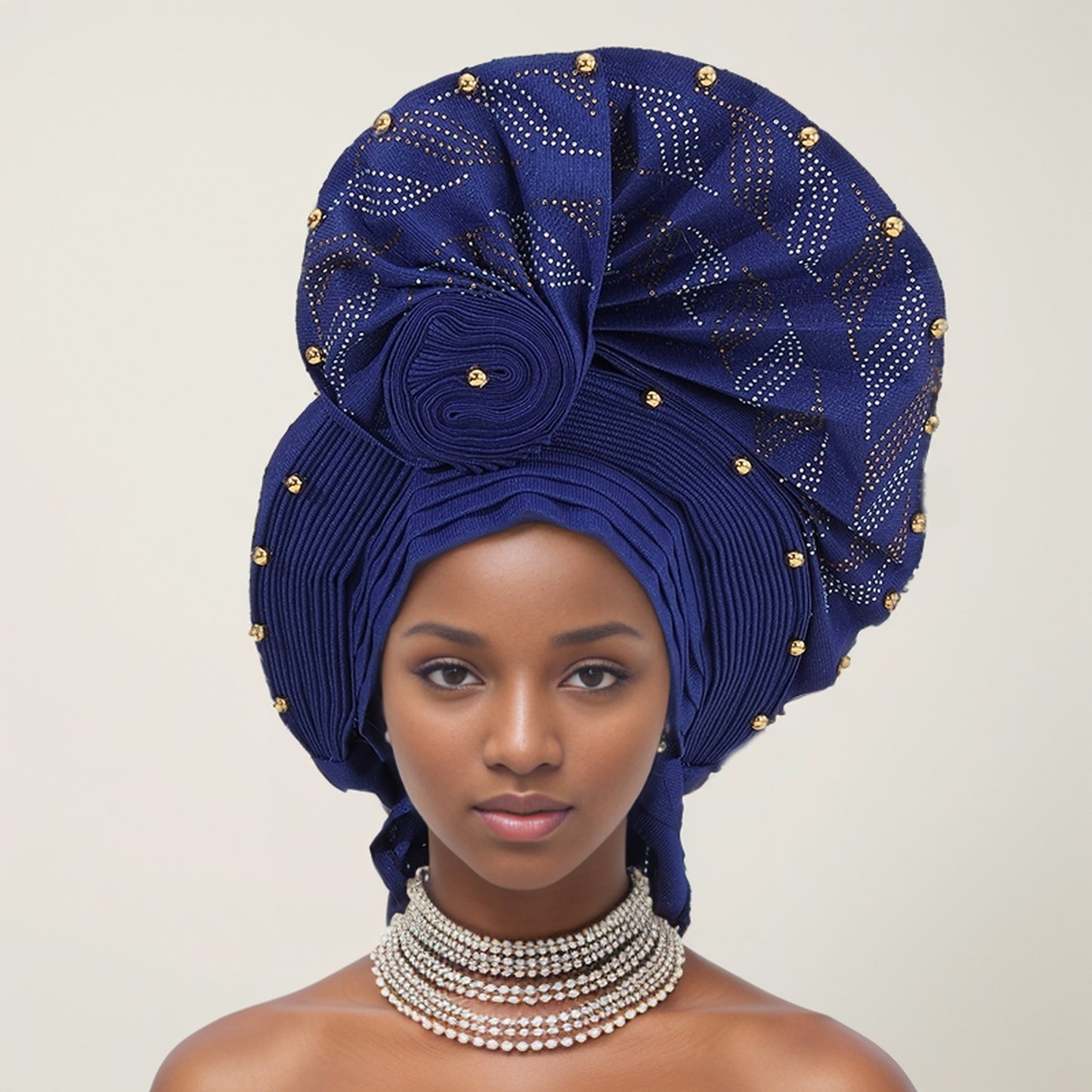 New Style Complex Craft Hot Drilling Nigerian Wedding African Headscarf Muslim Headdress Auto Gele