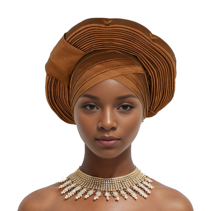 Nigerian wedding elegant adjustable multi-layered african turban headband auto gele