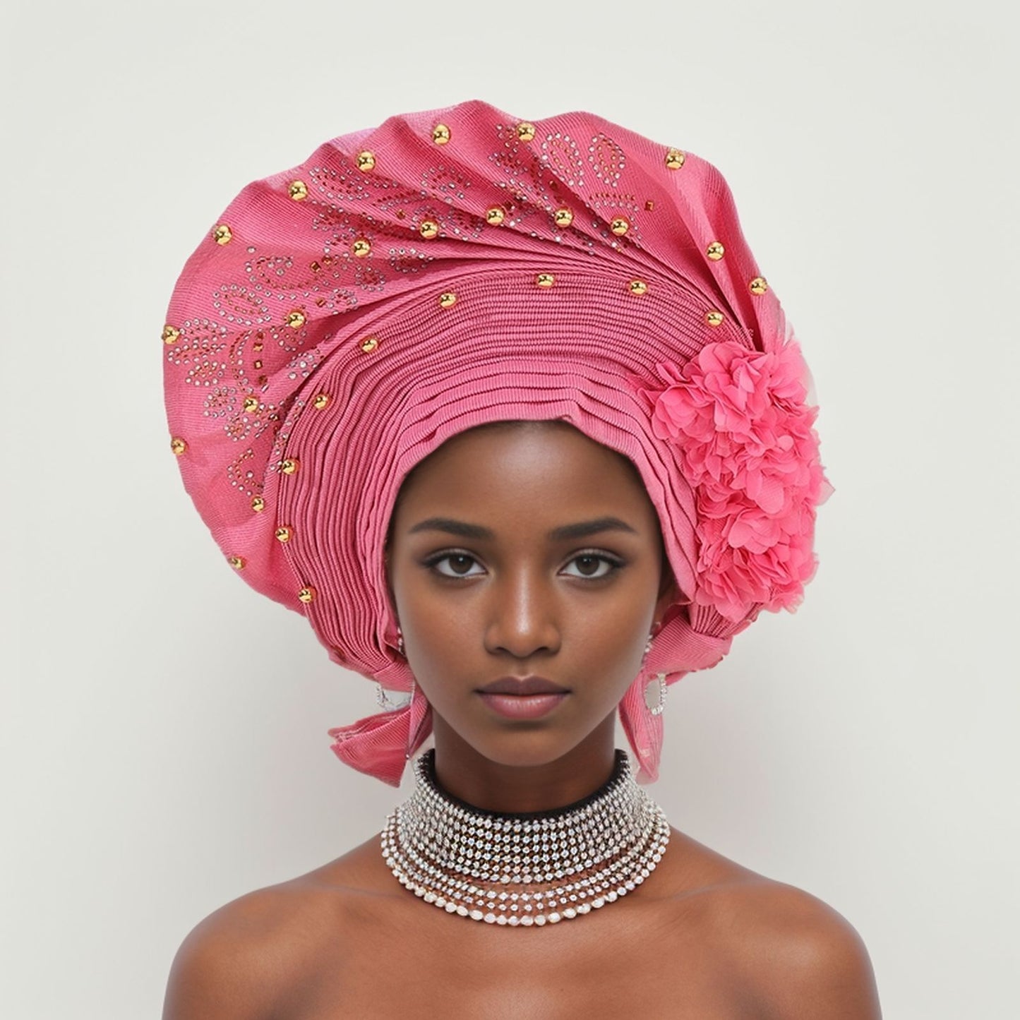 Adjustable Fashion Exquisite Handmade African Turban Hat Wedding Party Auto Gele