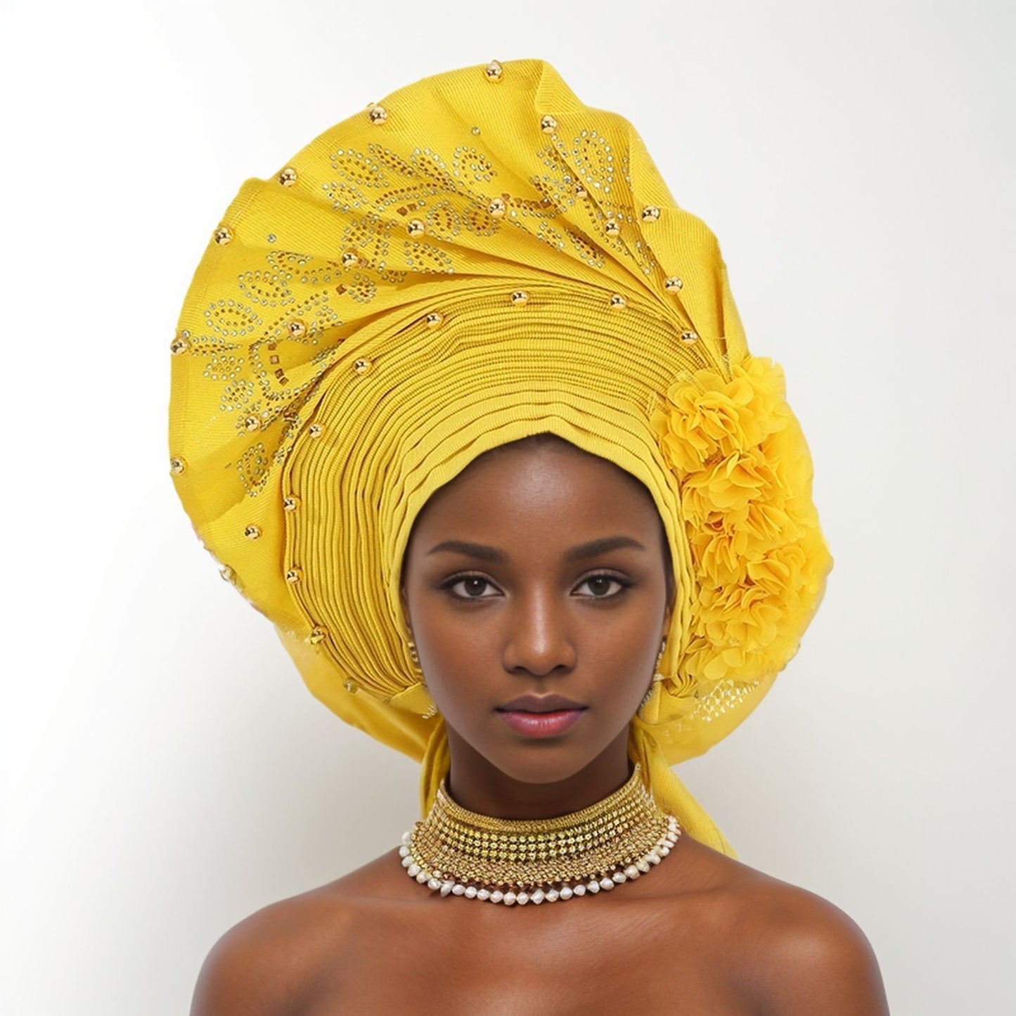 Adjustable Fashion Exquisite Handmade African Turban Hat Wedding Party Auto Gele