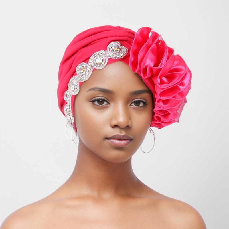 African Headscarf With Heavy Side Accessories, Turban, Muslim Hat