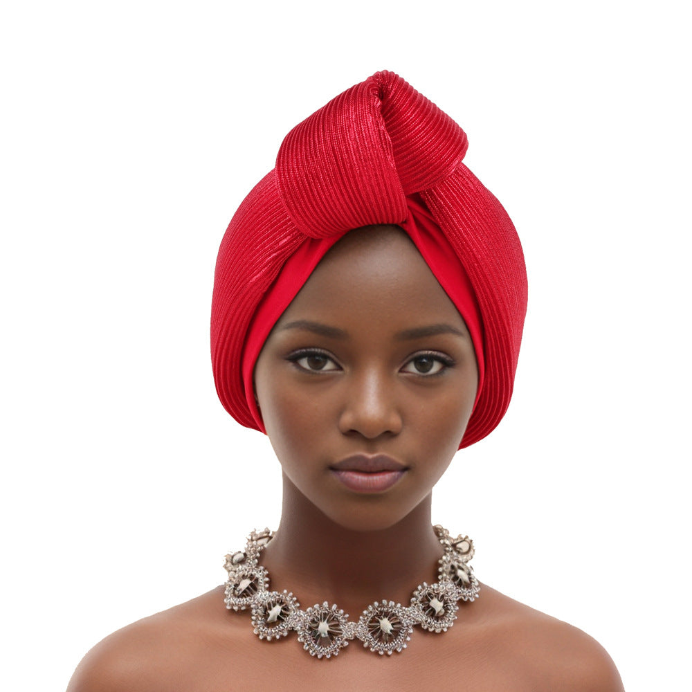 European and American fashion breathable wrinkle knotted African turban hat elastic comfortable turban hat