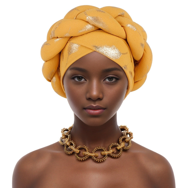 Beanie Headband Hot Stamping Braid Pre-Tied Turban Twist Stretch African Headband For Women And Girls