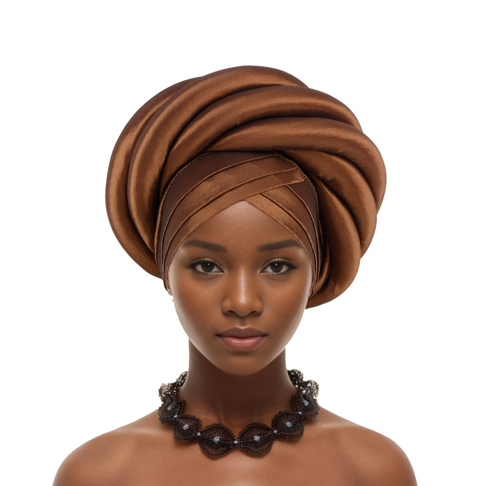 African Turban New Style Nigeria Heavy Industry Wrapped Sponge Head Cap Auto Gele Turban Wra