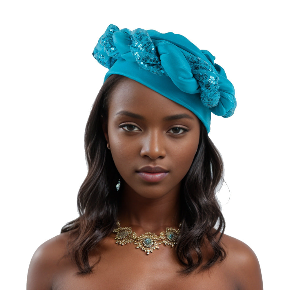 African Turban Head Wrap for Black Women Braid Beanie Stretchy Elastic Turban Hair Wrap