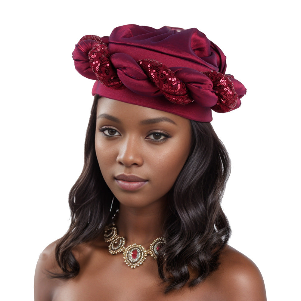 African Turban Head Wrap for Black Women Braid Beanie Stretchy Elastic Turban Hair Wrap