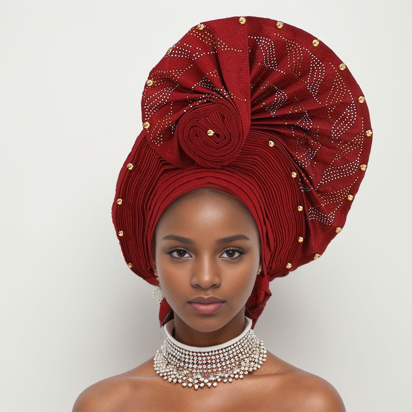 New Style Complex Craft Hot Drilling Nigerian Wedding African Headscarf Muslim Headdress Auto Gele